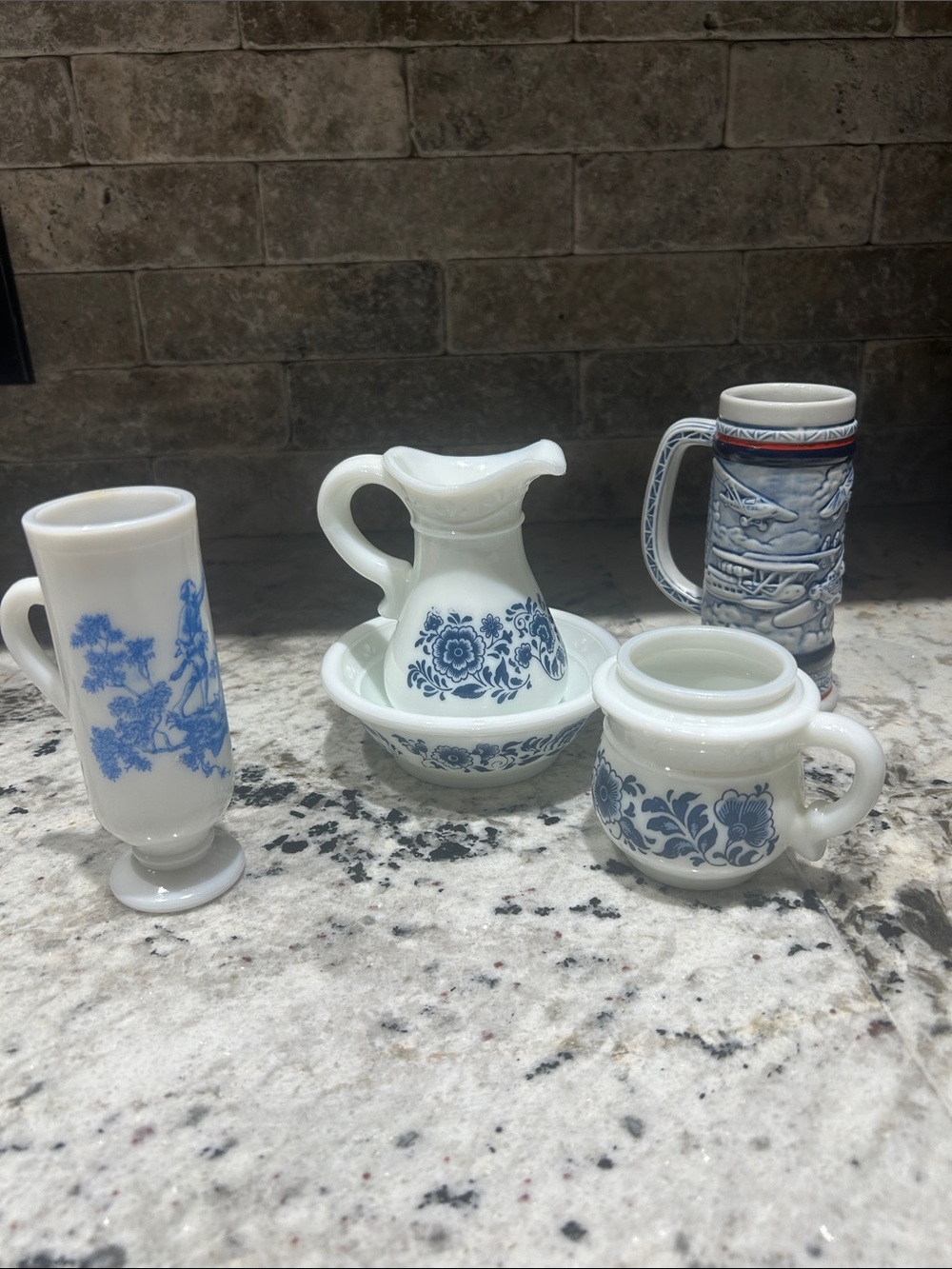 Vintage Avon Collectibles – Blue & White Glass/Ceramic – 4 Piece Lot